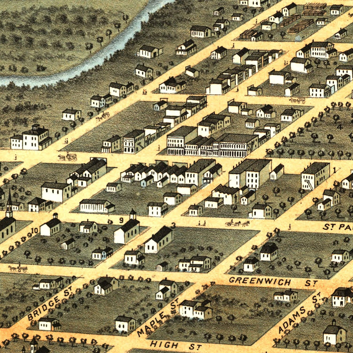 Restored historic details from the 1870 city map of Austin, Minnesota
