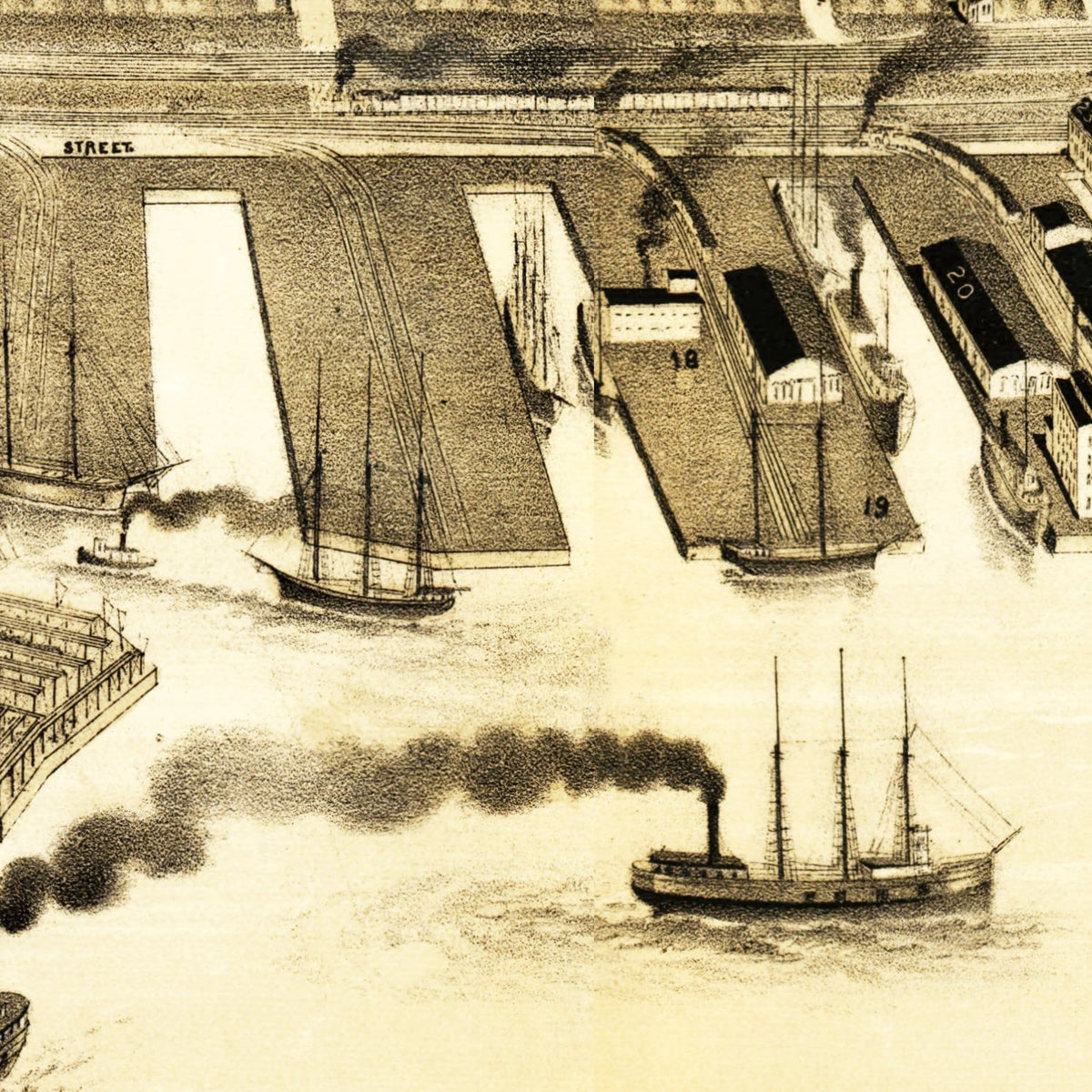 Restored historic details from the 1887 city map of Duluth, Minnesota