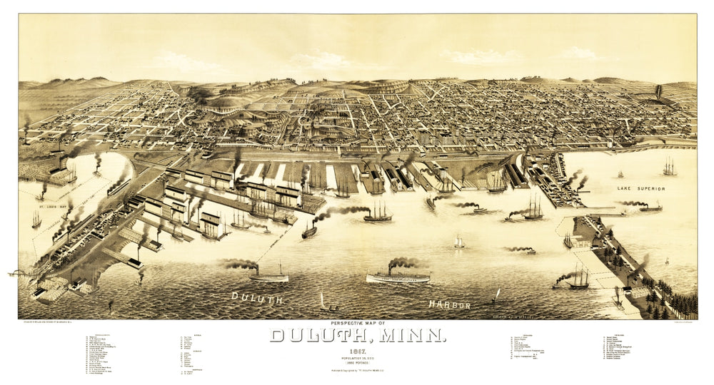 Vintage Map of Duluth, Minnesota 1887 print style example