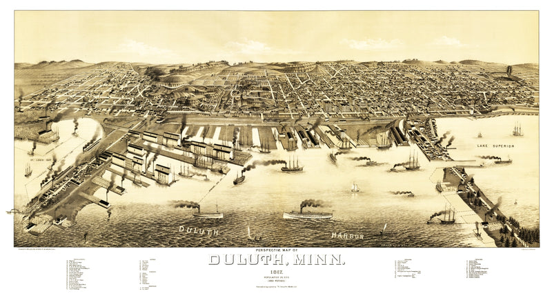 Size comparison using Vintage Map of Duluth, Minnesota 1887