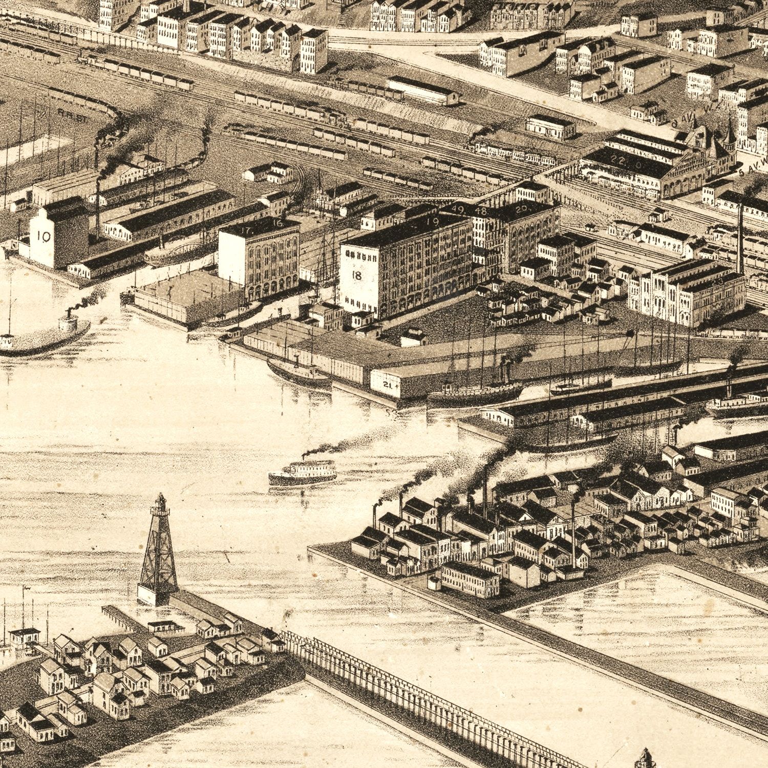 Restored historic details from the 1893 city map of Duluth, Minnesota