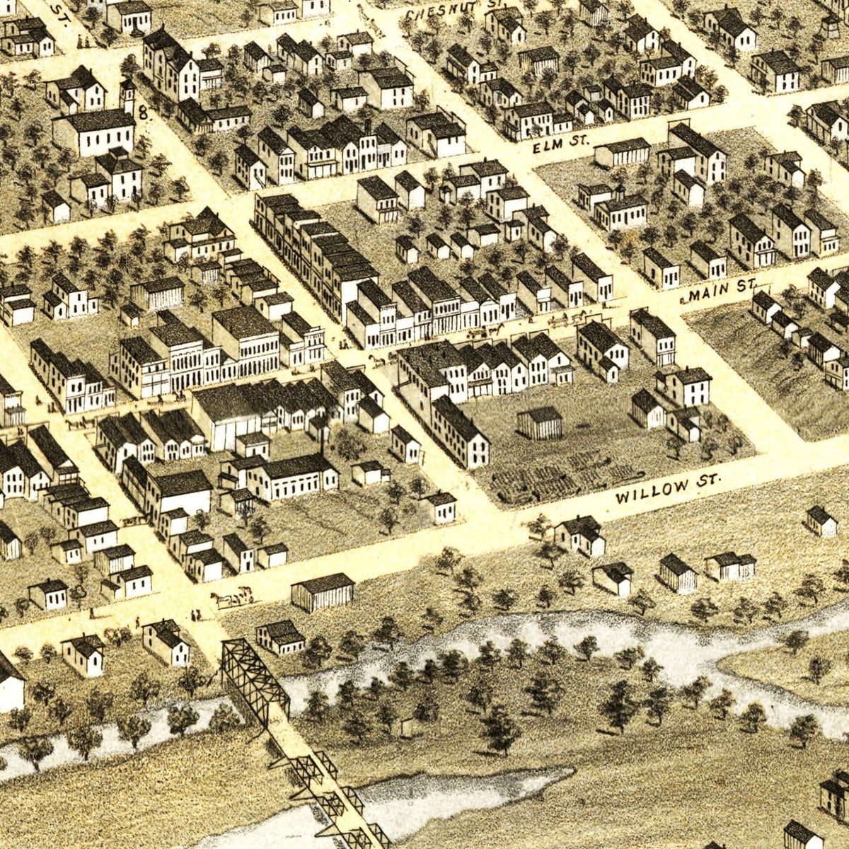 Restored historic details from the 1869 city map of Faribault, Minnesota