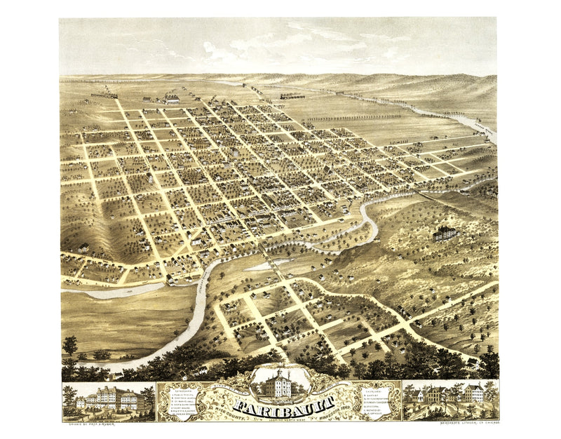 Size comparison using Vintage Map of Faribault, Minnesota 1869