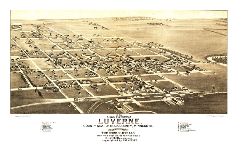 Size comparison using Vintage Map of Luverne, Minnesota 1883