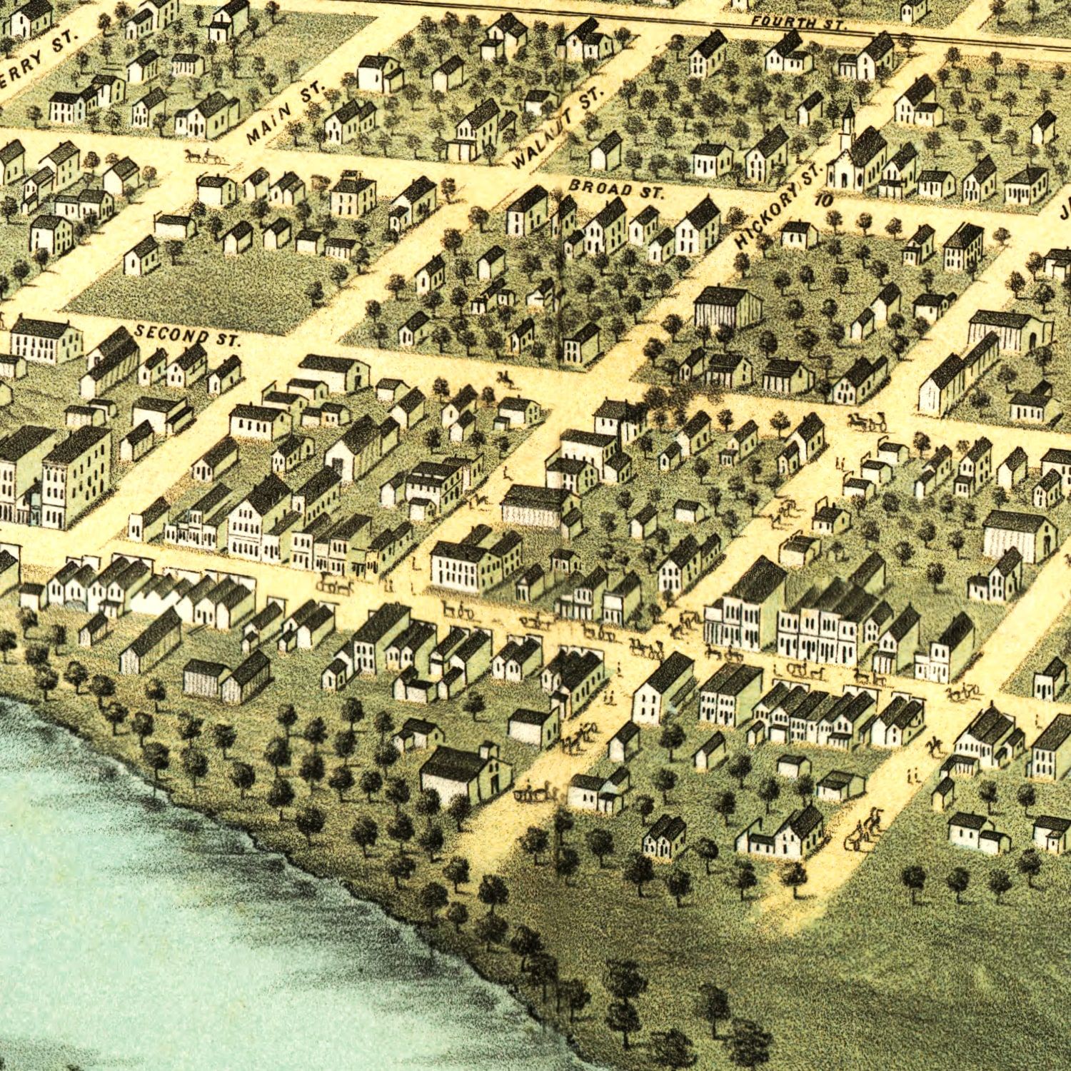 Restored historic details from the 1870 city map of Mankato, Minnesota