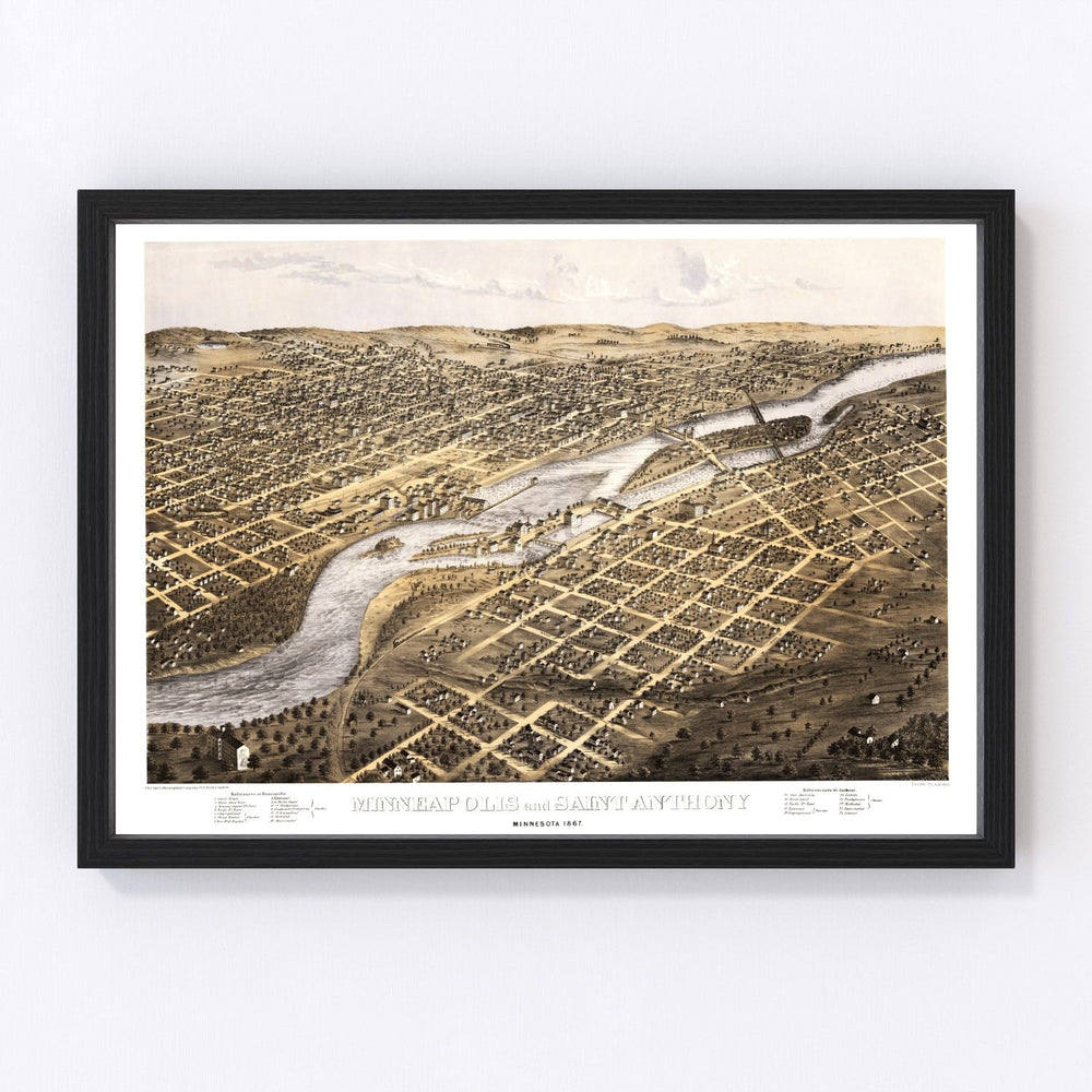 Minneapolis Vintage Map 1867
