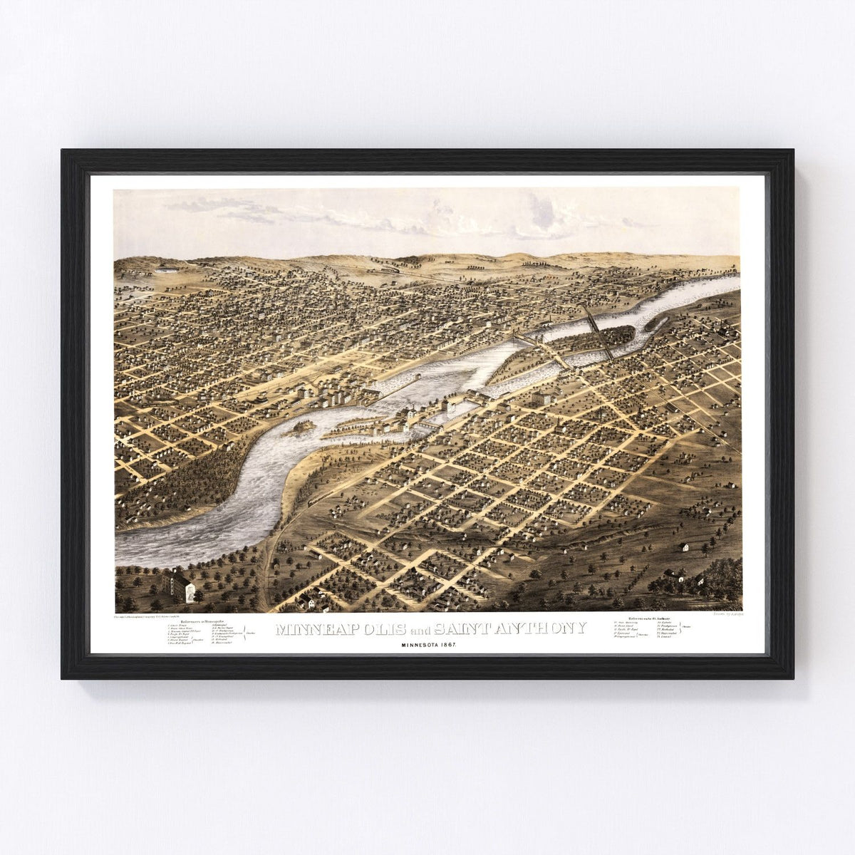 Minneapolis Vintage Map 1867