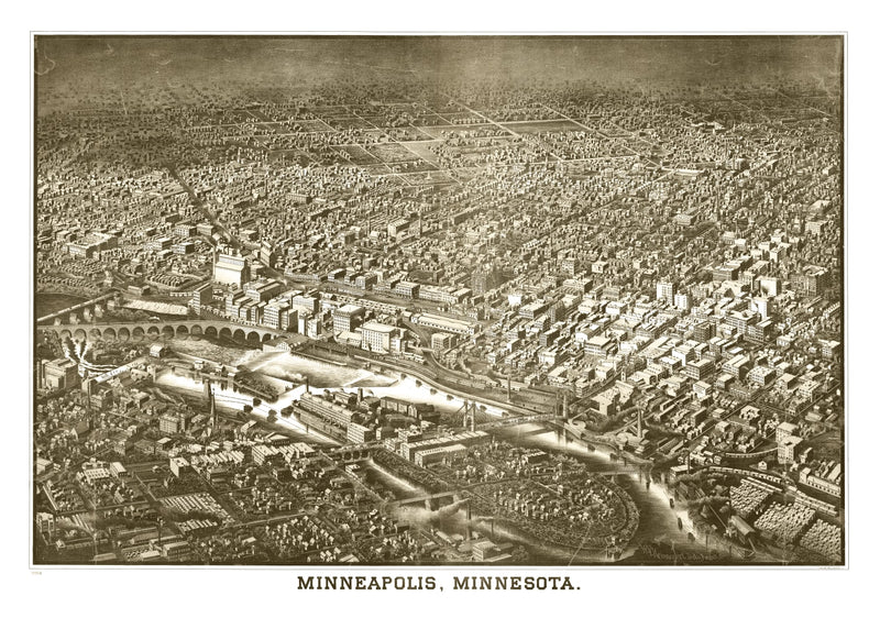 Size comparison using Vintage Map of Minneapolis, Minnesota 1885