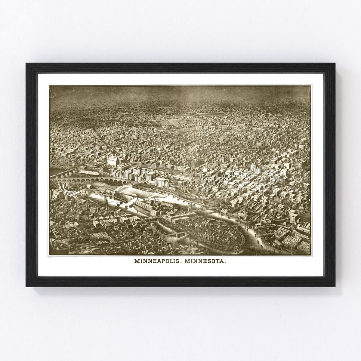 Minneapolis Vintage Map 1885