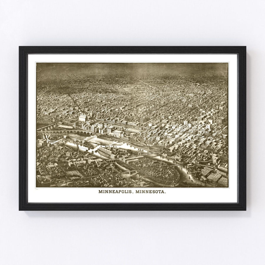 Minneapolis Vintage Map 1885