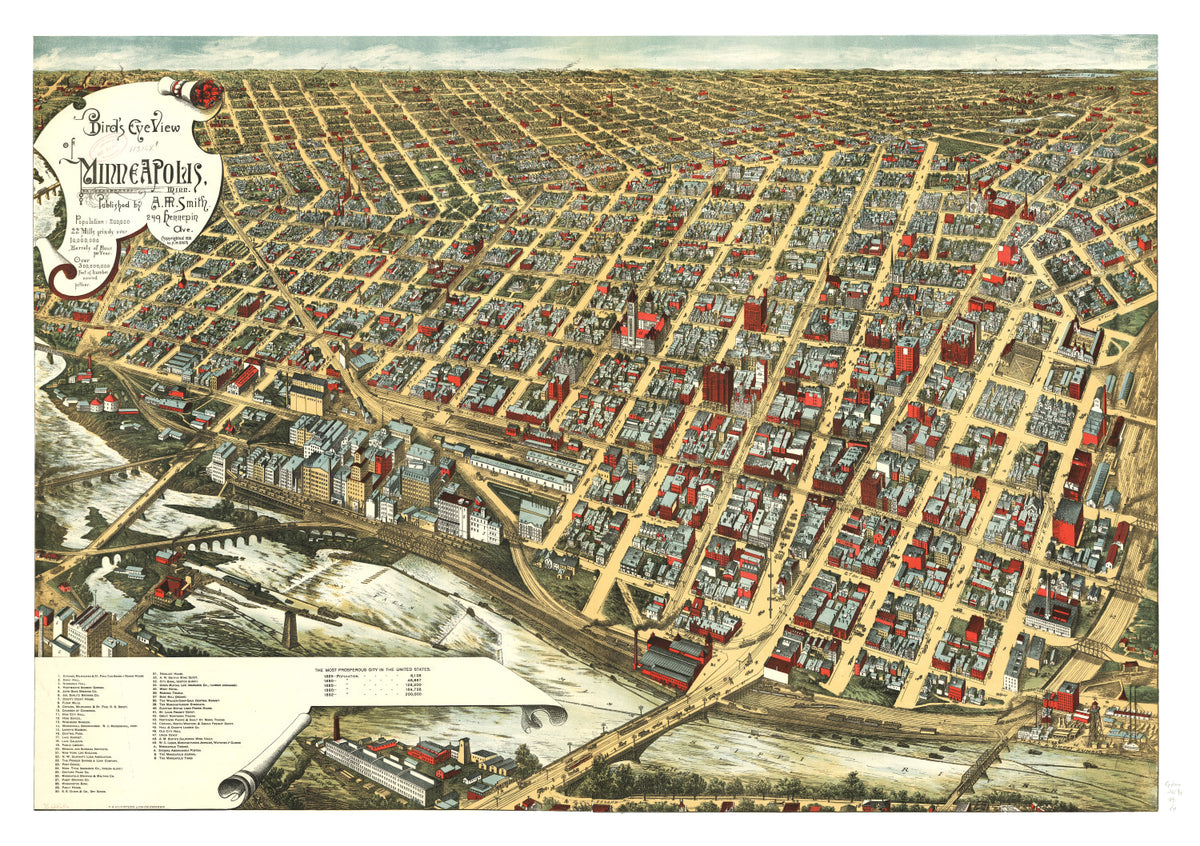 Preview of Vintage Map of Minneapolis, Minnesota 1891