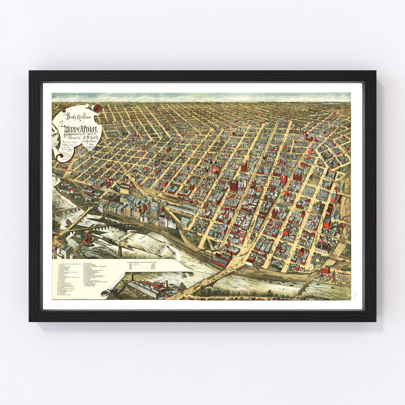 Minneapolis Vintage Map 1891