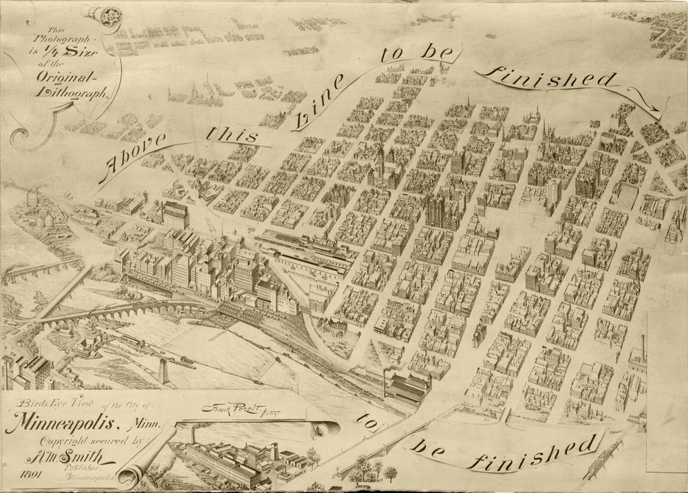 Vintage Map of Minneapolis, Minnesota 1891 print style example