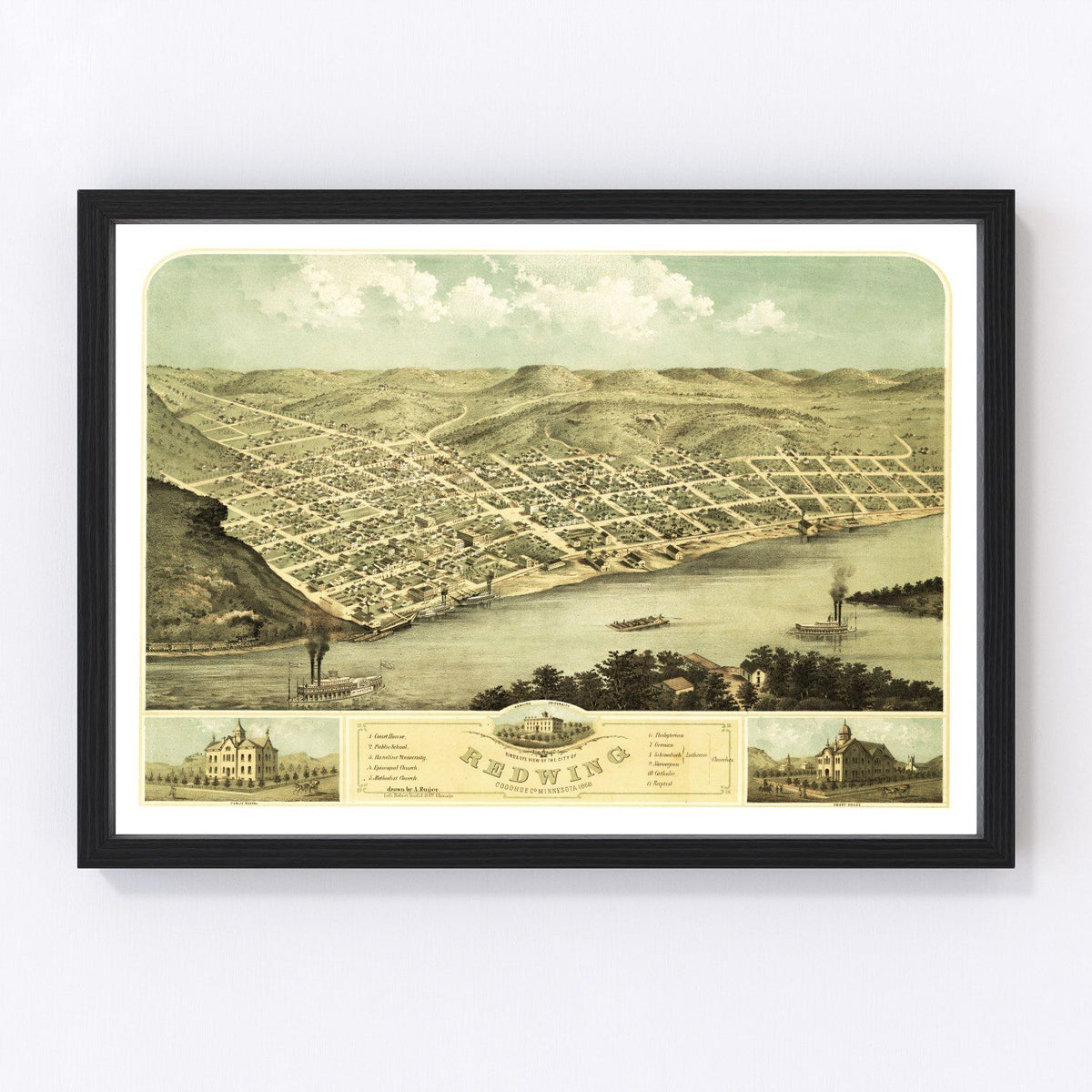 Red Wing Vintage Map 1868