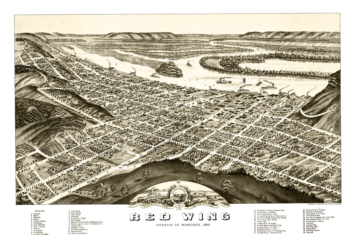 Preview of Vintage Map of Red Wing, Minnesota 1880