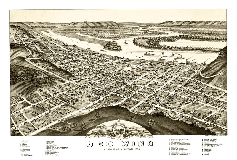Size comparison using Vintage Map of Red Wing, Minnesota 1880