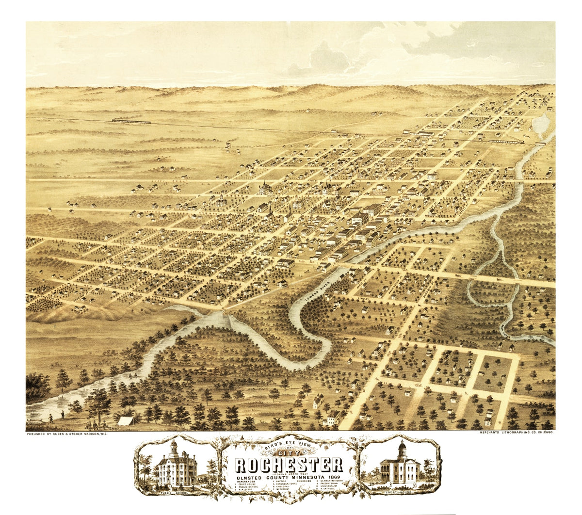 Preview of Vintage Map of Rochester, Minnesota 1869