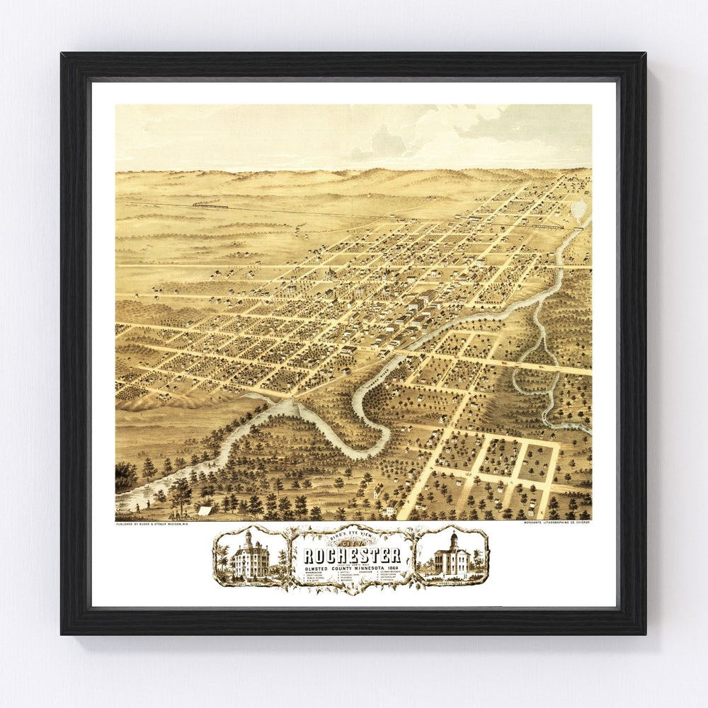 Rochester Vintage Map 1869