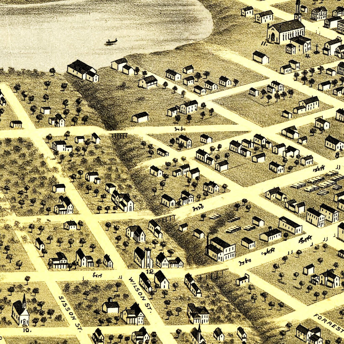 Restored historic details from the 1869 city map of St. Cloud, Minnesota