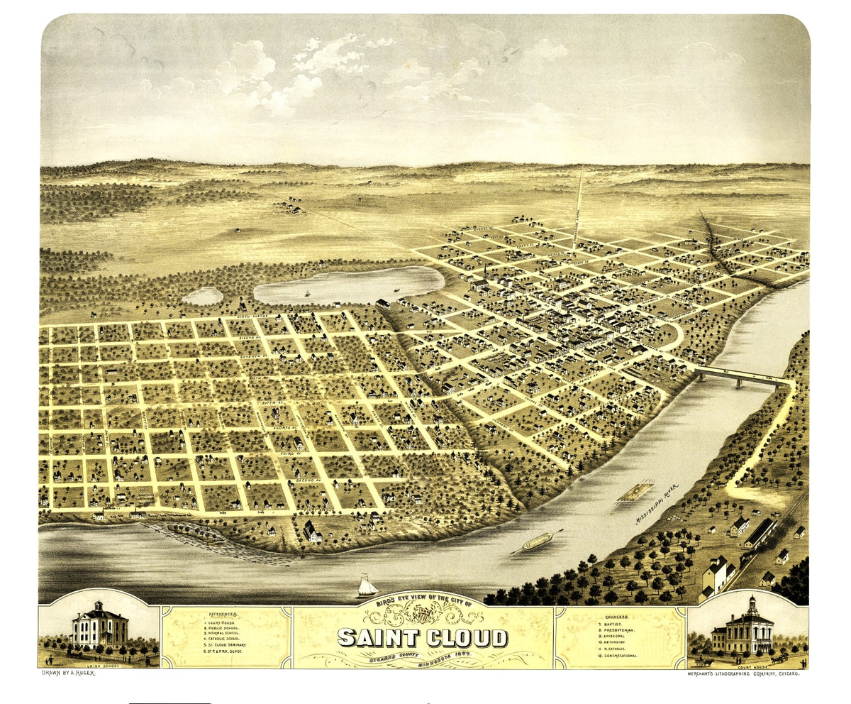 Preview of Vintage Map of St. Cloud, Minnesota 1869