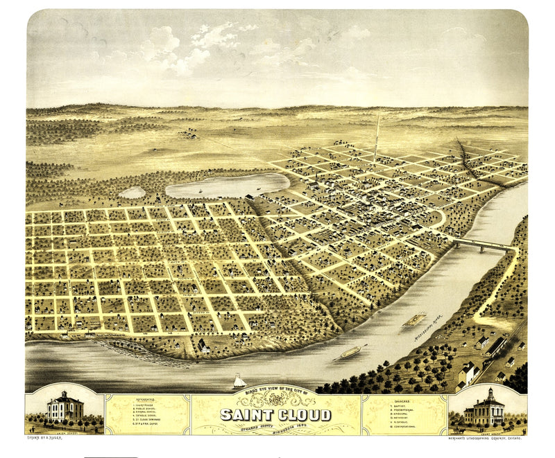 Size comparison using Vintage Map of St. Cloud, Minnesota 1869