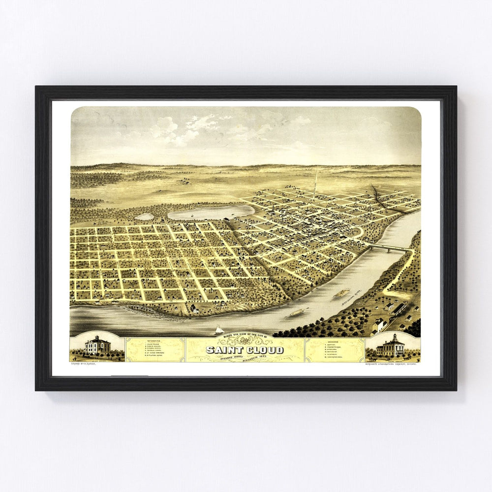 St. Cloud Vintage Map 1869