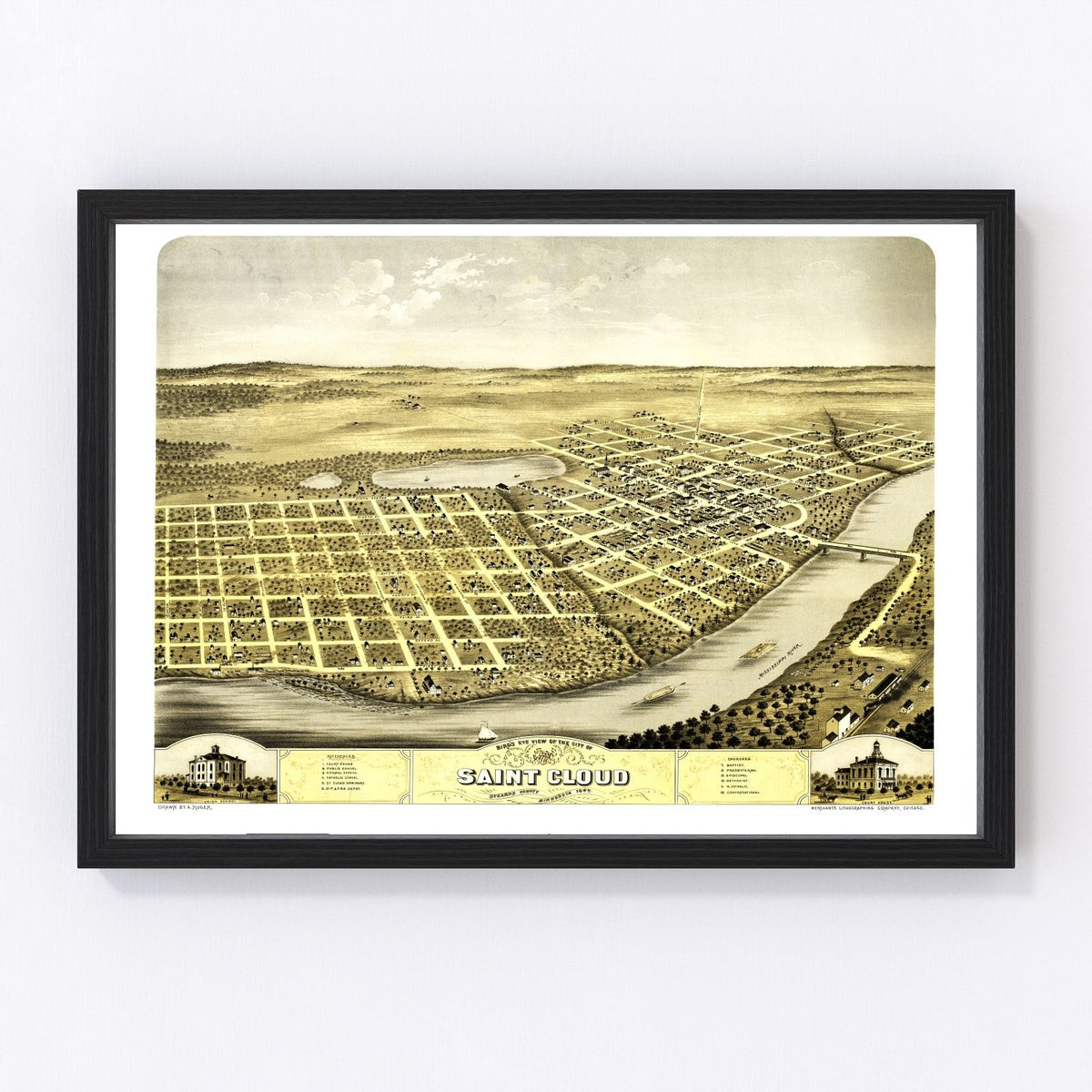St. Cloud Vintage Map 1869