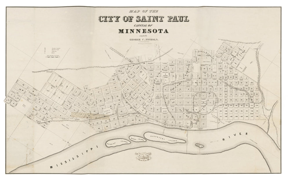Vintage Map of St. Paul, Minnesota 1860 print style example