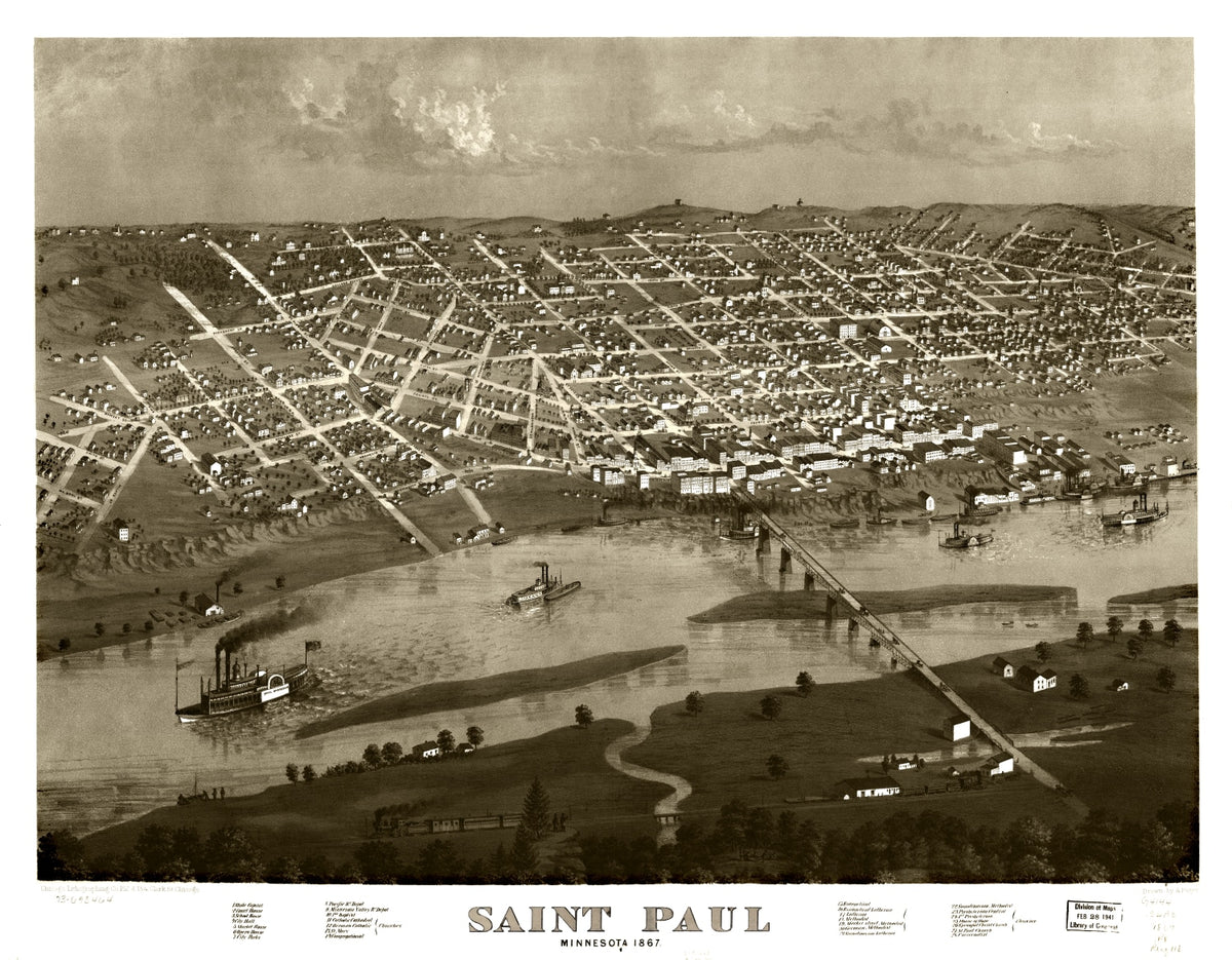 Preview of Vintage Map of St. Paul, Minnesota 1867