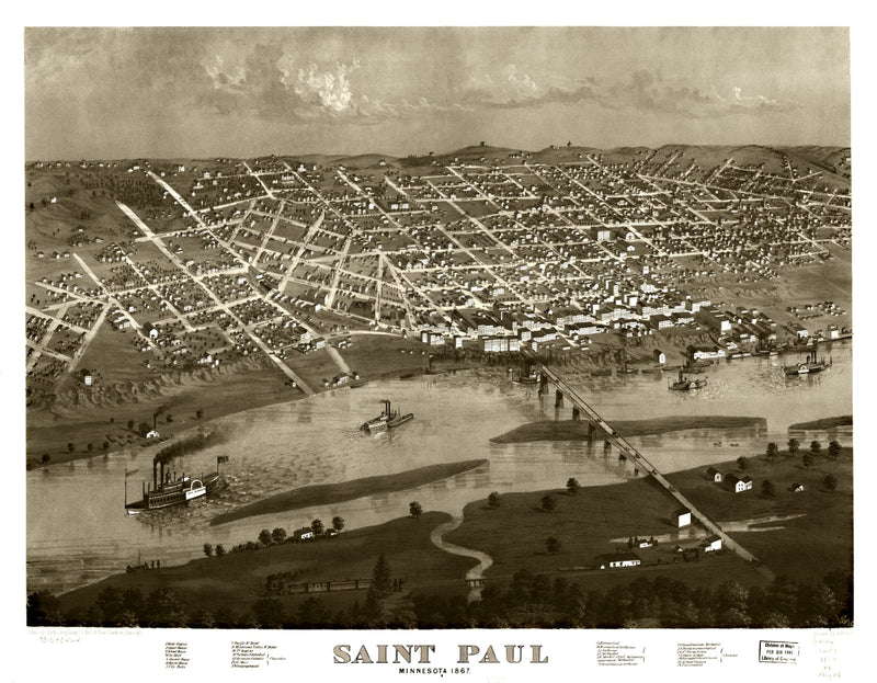 Size comparison using Vintage Map of St. Paul, Minnesota 1867