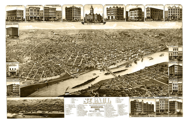 Size comparison using Vintage Map of St. Paul, Minnesota 1883