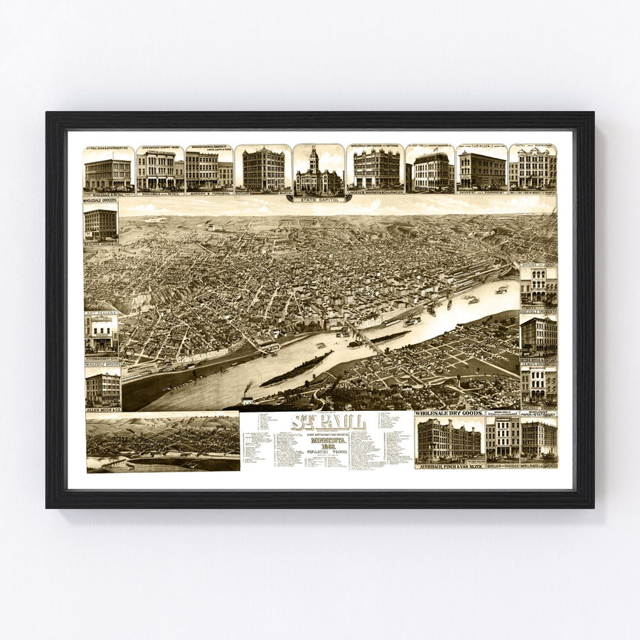 St. Paul Vintage Map 1883
