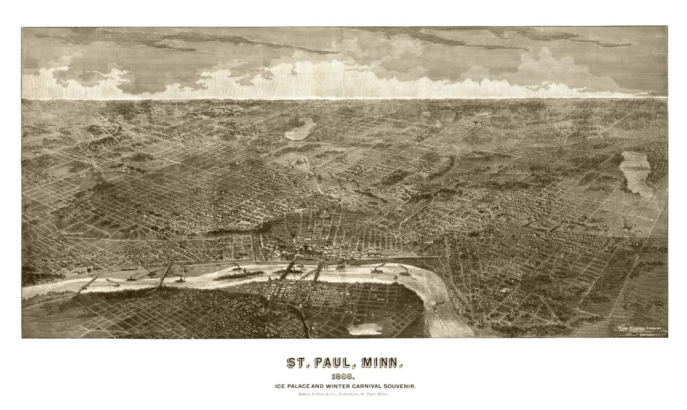 Vintage Map of St. Paul, Minnesota 1887 print style example
