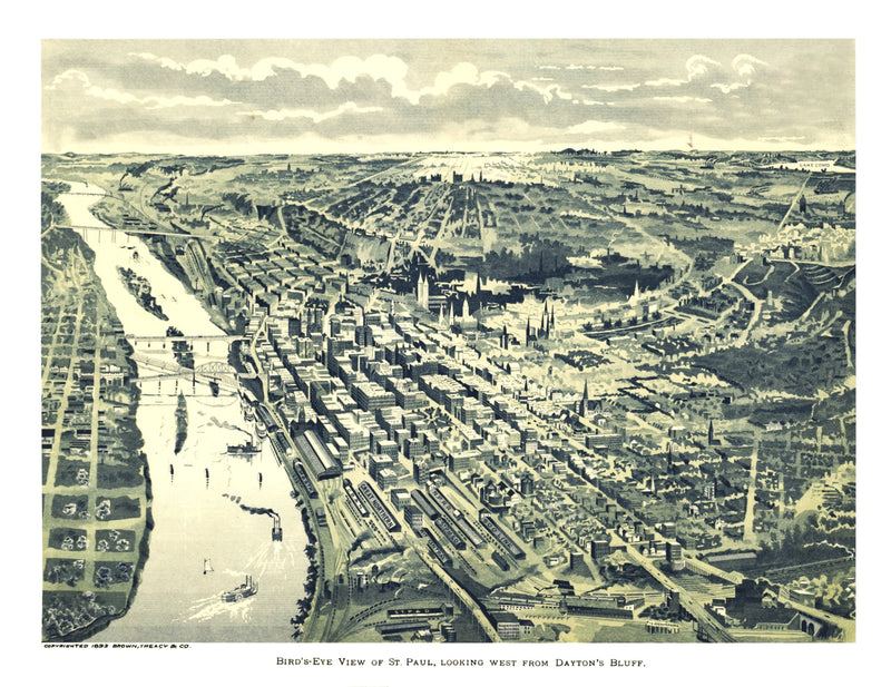 Size comparison using Vintage Map of St. Paul, Minnesota 1890