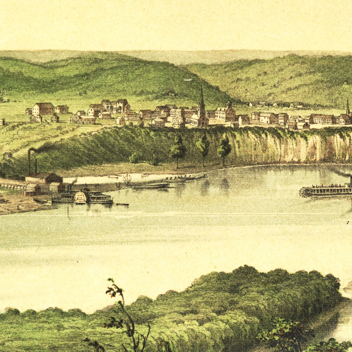 Restored historic details from the 1853 city map of St. Paul, Minnesota