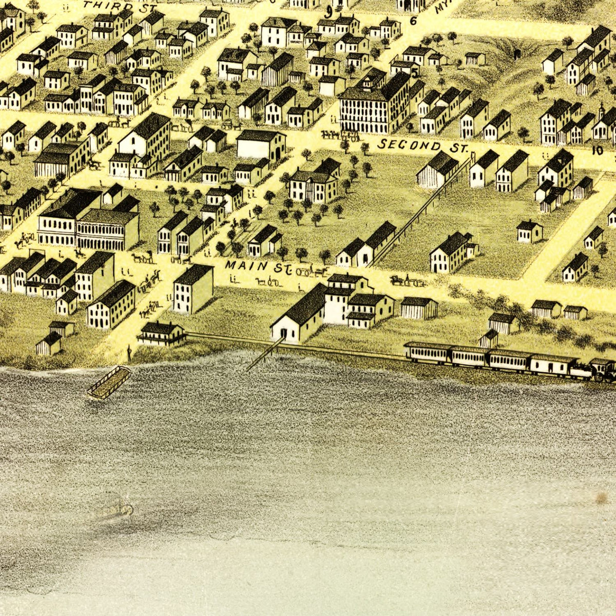 Restored historic details from the 1870 city map of Stillwater, Minnesota