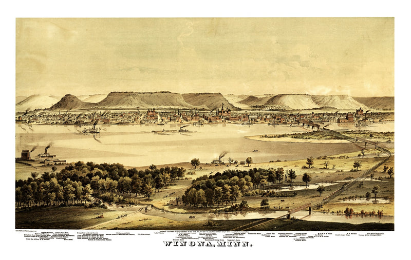 Size comparison using Vintage Map of Winona, Minnesota 1874