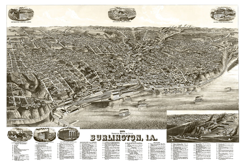 Size comparison using Vintage Map of Burlington, Iowa 1889