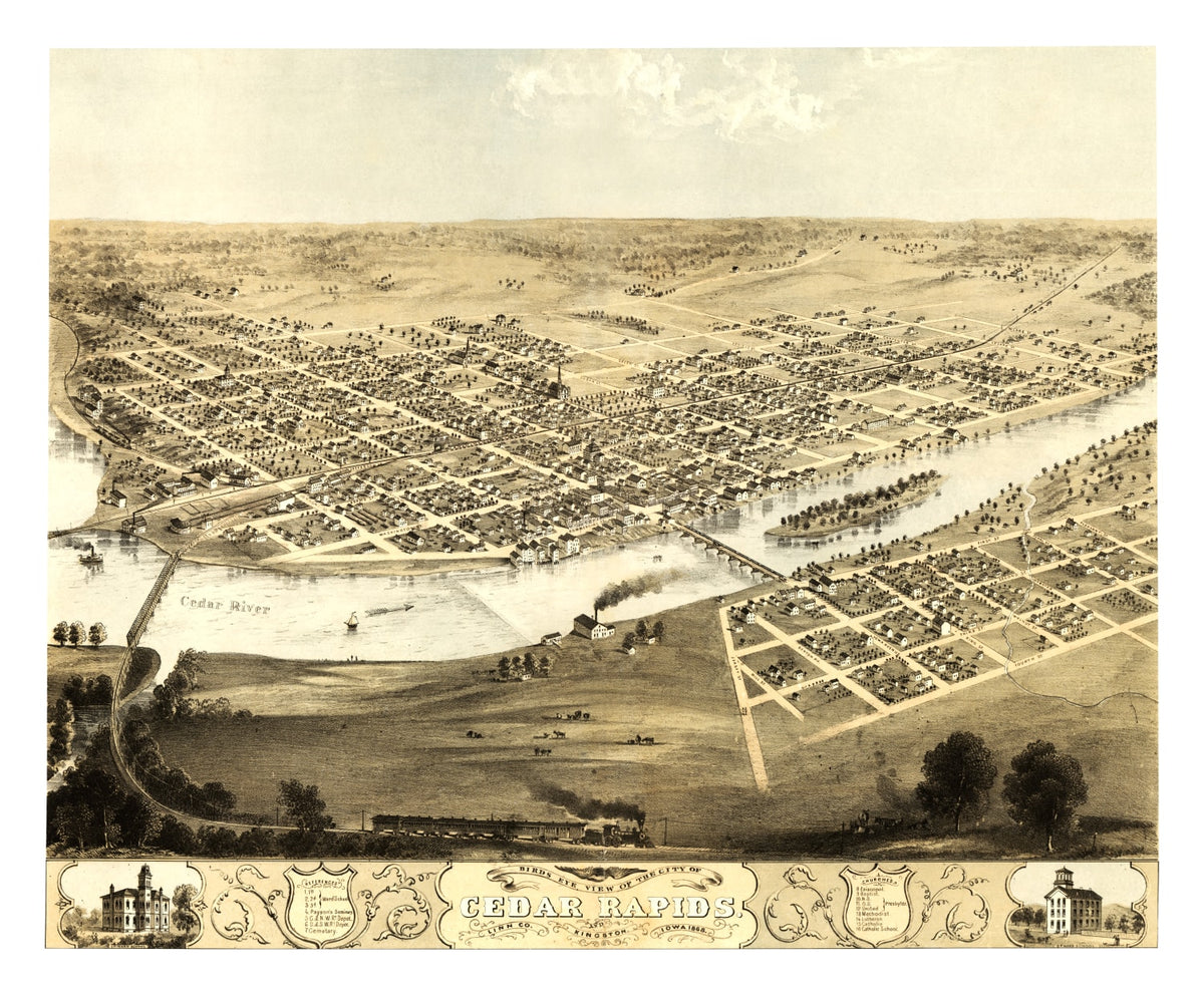 Preview of Vintage Map of Cedar Rapids, Iowa 1868