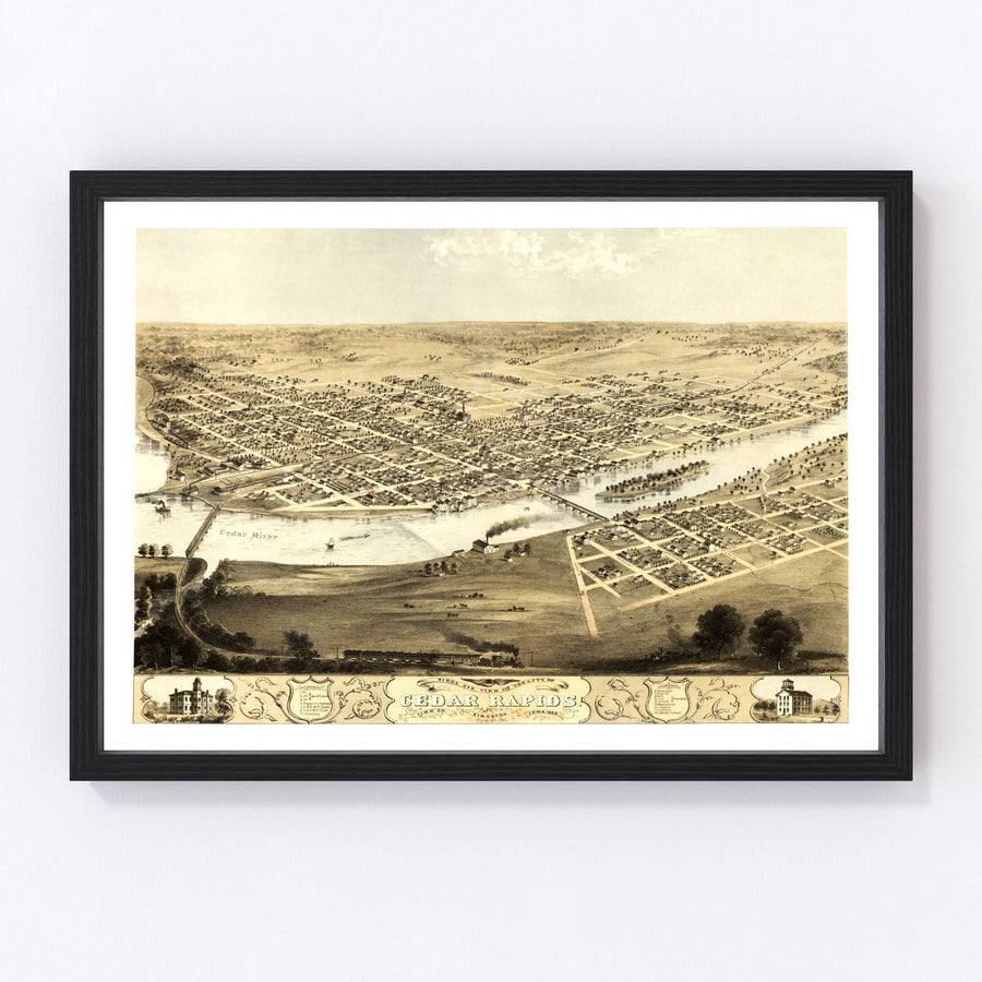 Cedar Rapids Vintage Map 1868