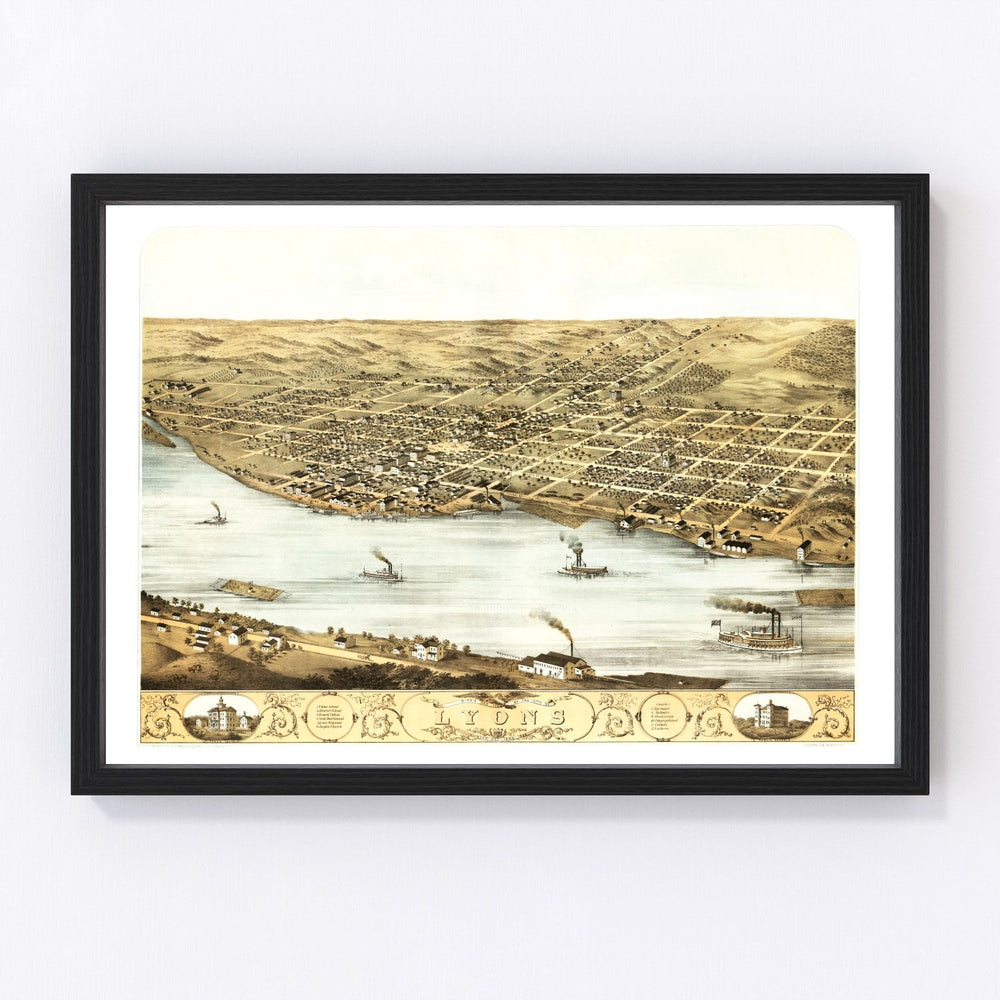 Lyons Vintage Map 1868