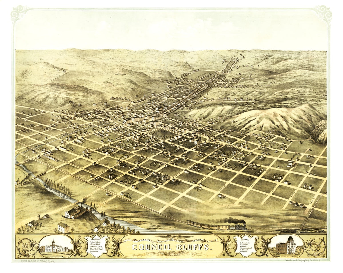 Preview of Vintage Map of Council Bluffs, Iowa 1868