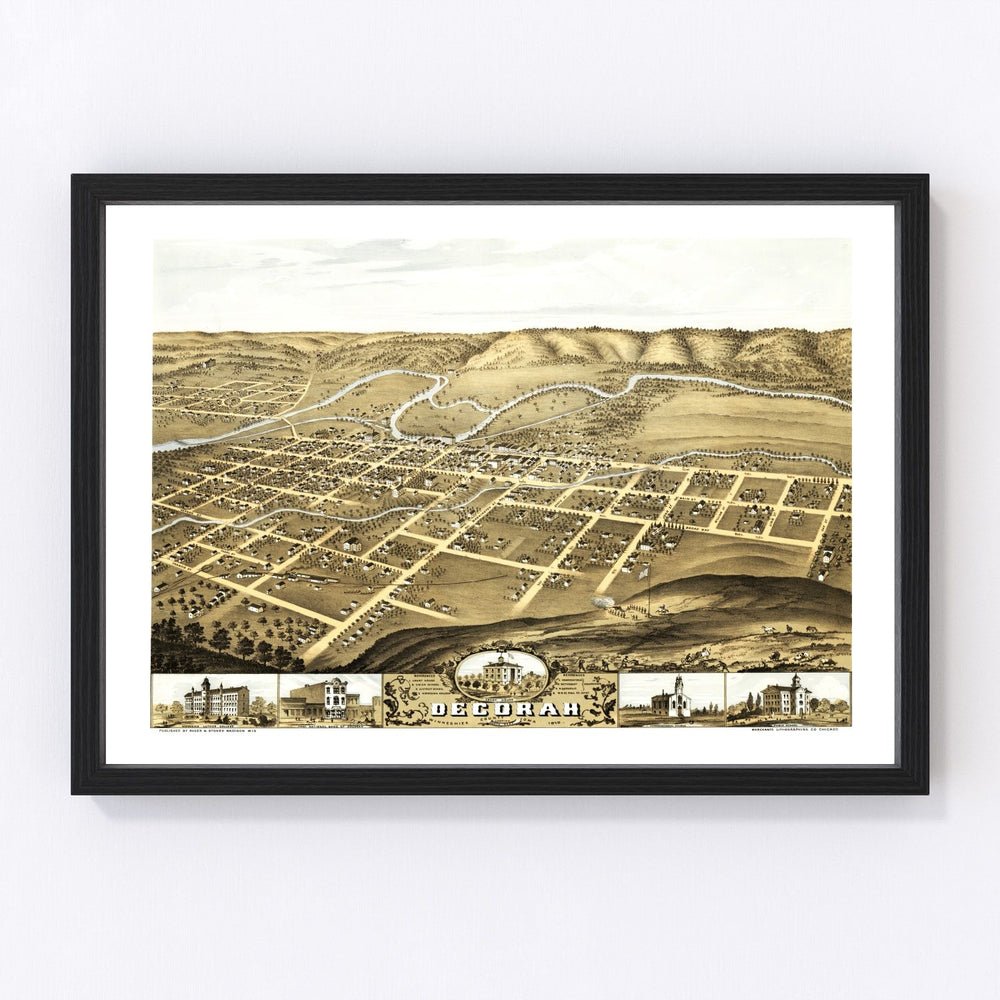 Decorah Vintage Map 1870