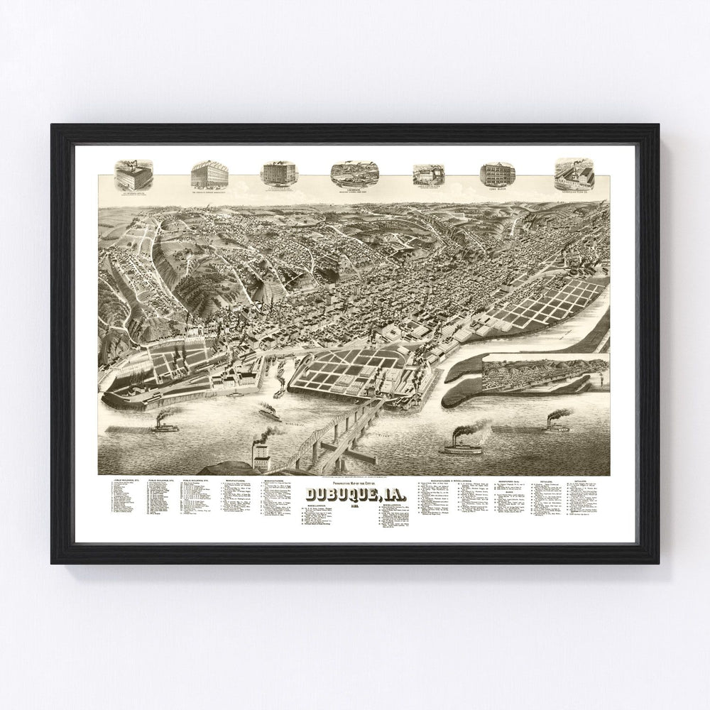Dubuque Vintage Map 1889
