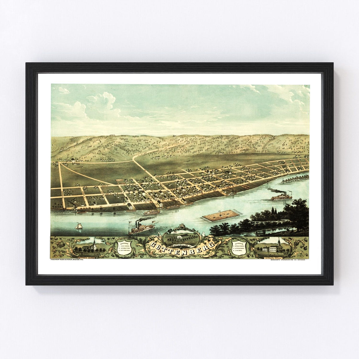 Guttenberg Vintage Map 1869