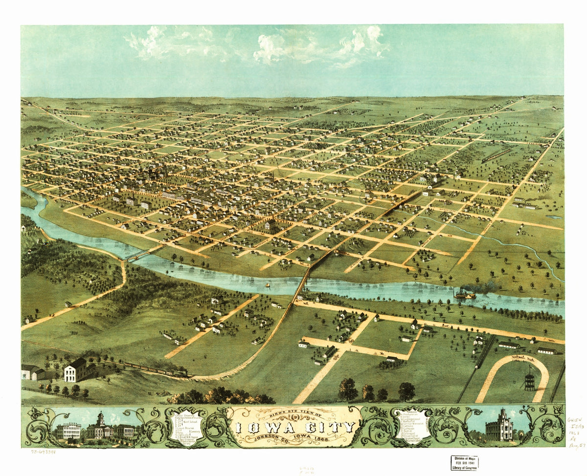Preview of Vintage Map of Iowa City, Iowa 1868