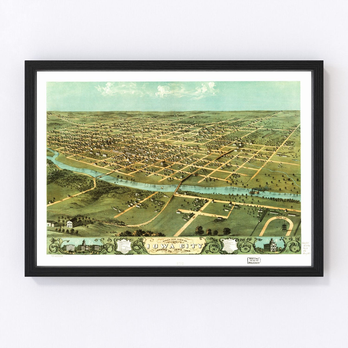 Iowa City Vintage Map 1868
