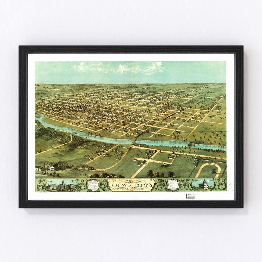 Iowa City Vintage Map 1868
