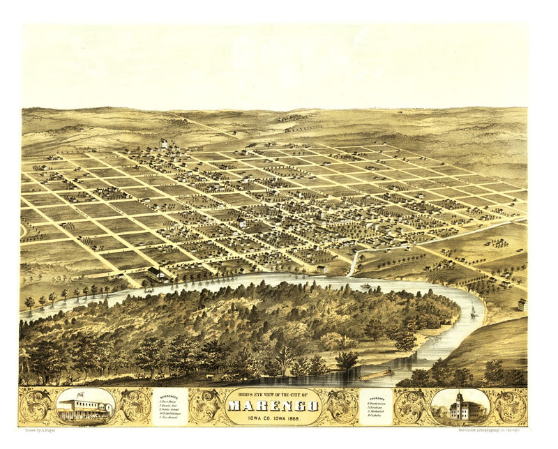 Size comparison using Vintage Map of Marengo, Iowa 1868