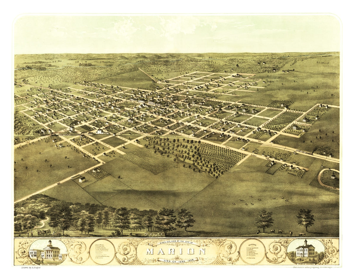 Preview of Vintage Map of Marion, Iowa 1868